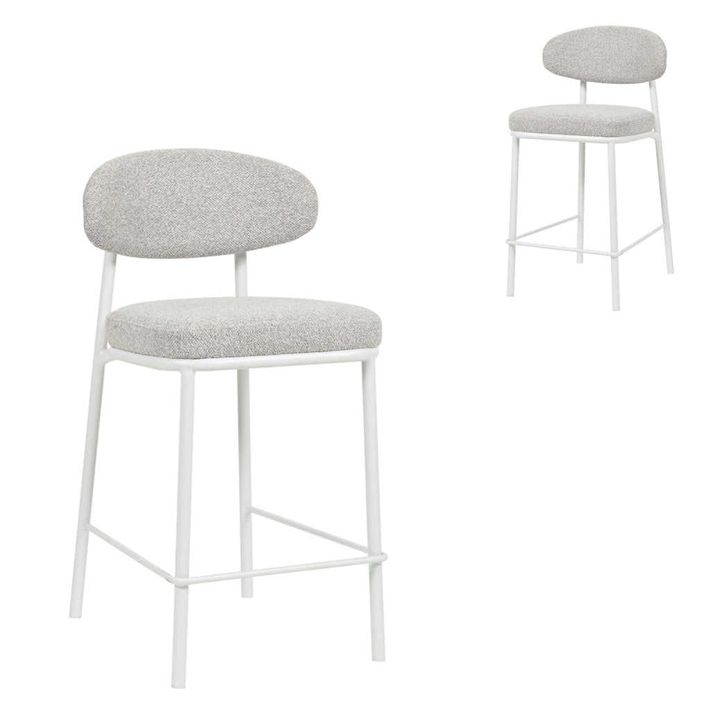 65cm White Amalfi Bar Stool - Clay Grey (Set of 2)