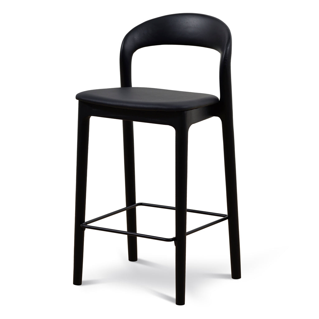 65cm Amalfi Bar Stool - Full Black (Set of 2)