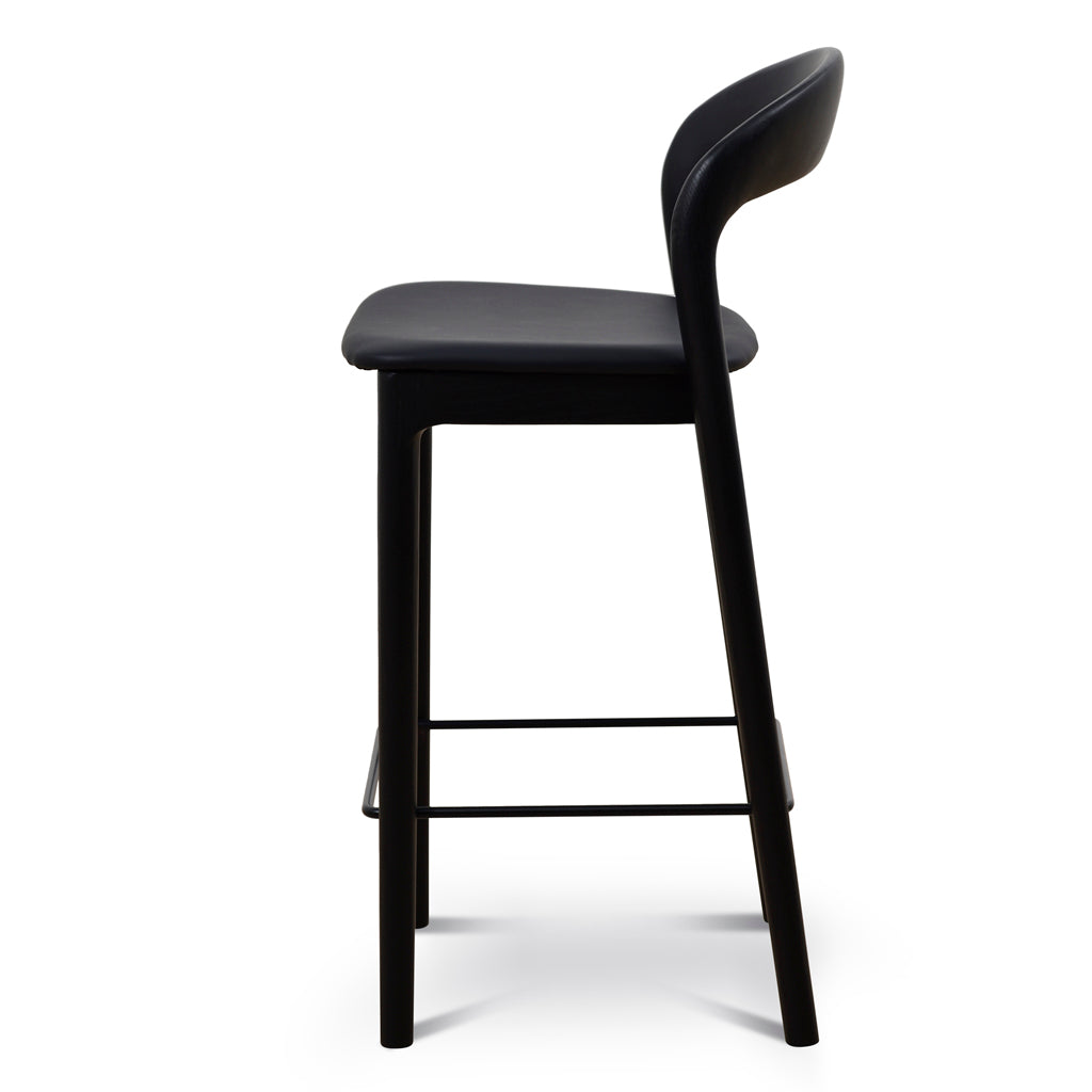 65cm Amalfi Bar Stool - Full Black (Set of 2)