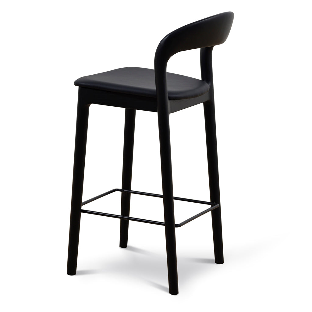 65cm Amalfi Bar Stool - Full Black (Set of 2)