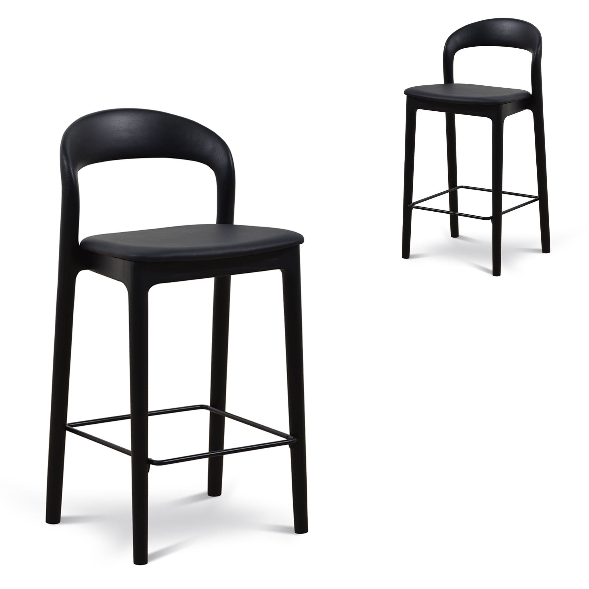 65cm Amalfi Bar Stool - Full Black (Set of 2)