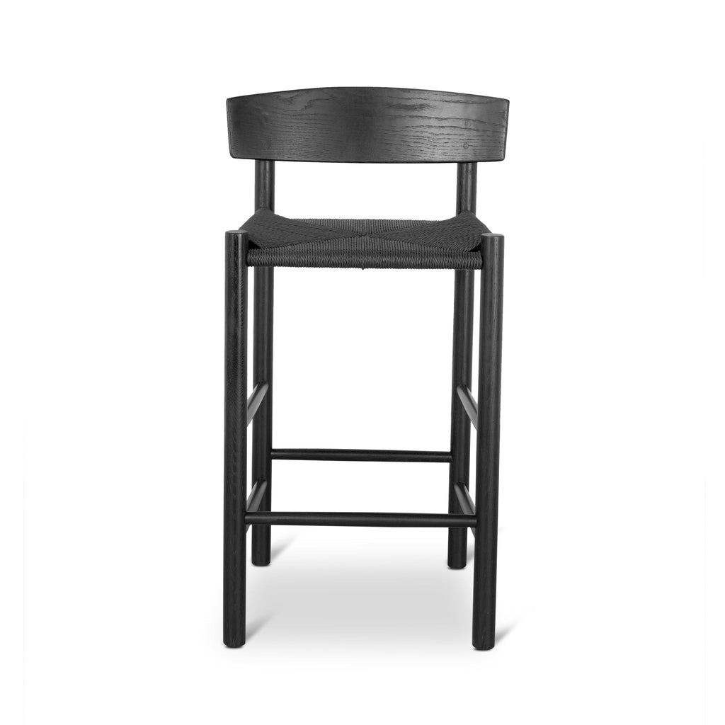 65cm Amalfi Bar Stool - Full Black with Back Rest