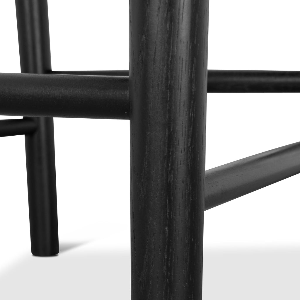 65cm Amalfi Bar Stool - Full Black with Back Rest