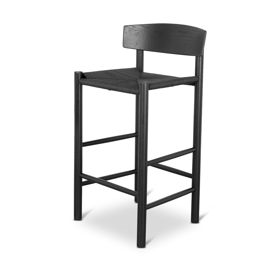 65cm Amalfi Bar Stool - Full Black with Back Rest