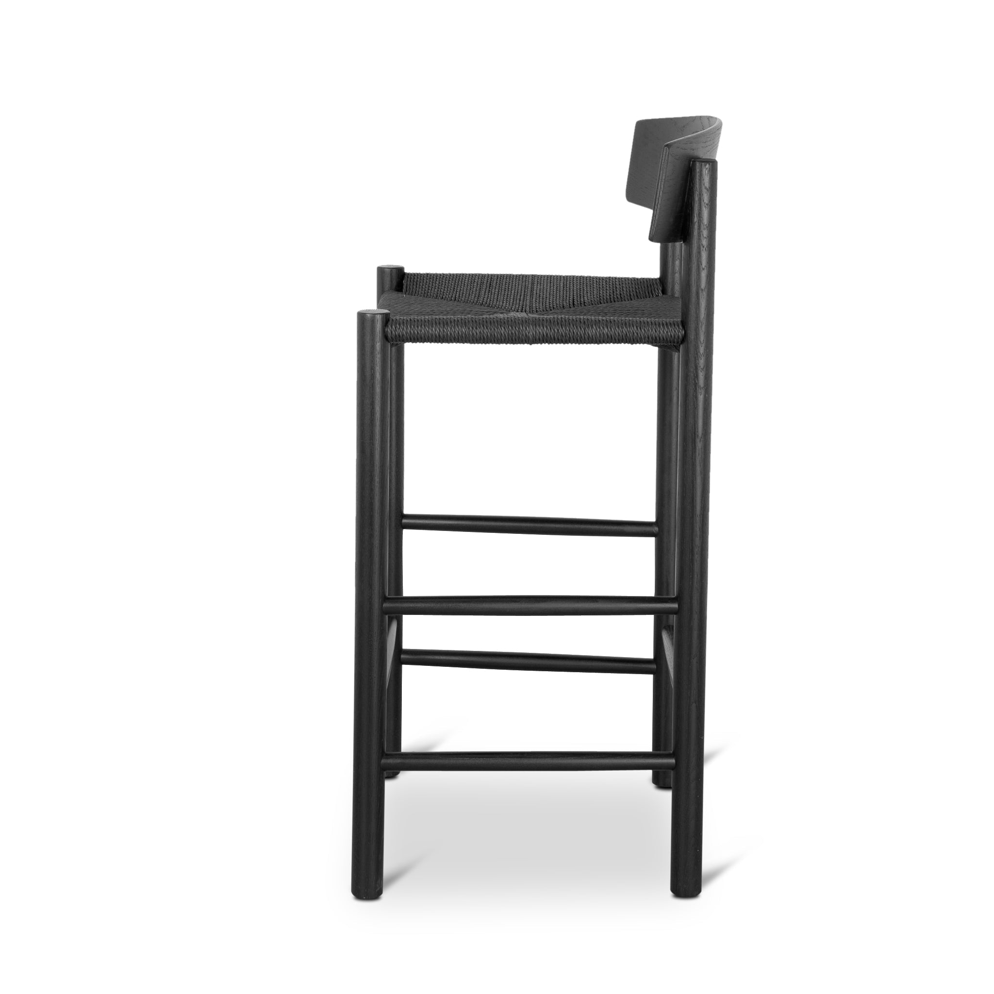 65cm Amalfi Bar Stool - Full Black with Back Rest