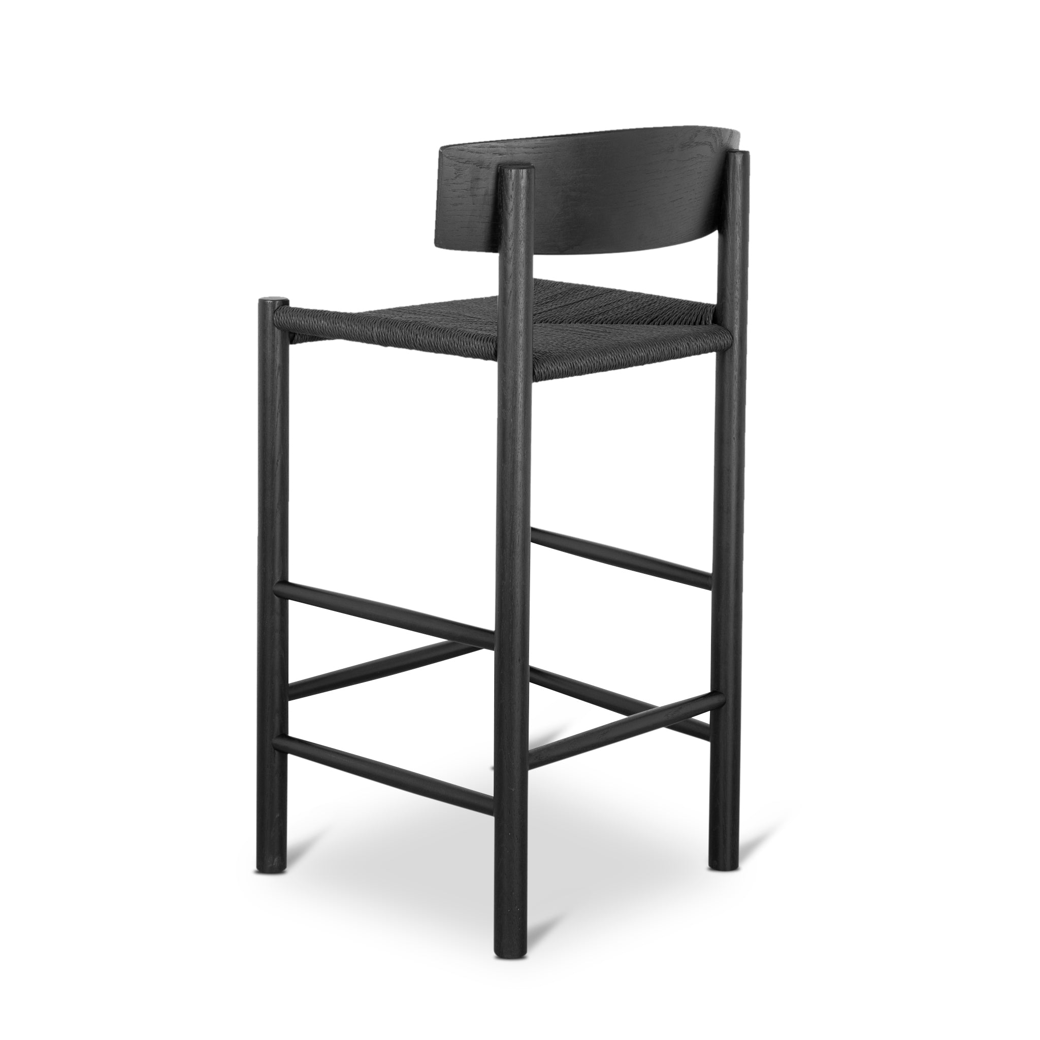 65cm Amalfi Bar Stool - Full Black with Back Rest