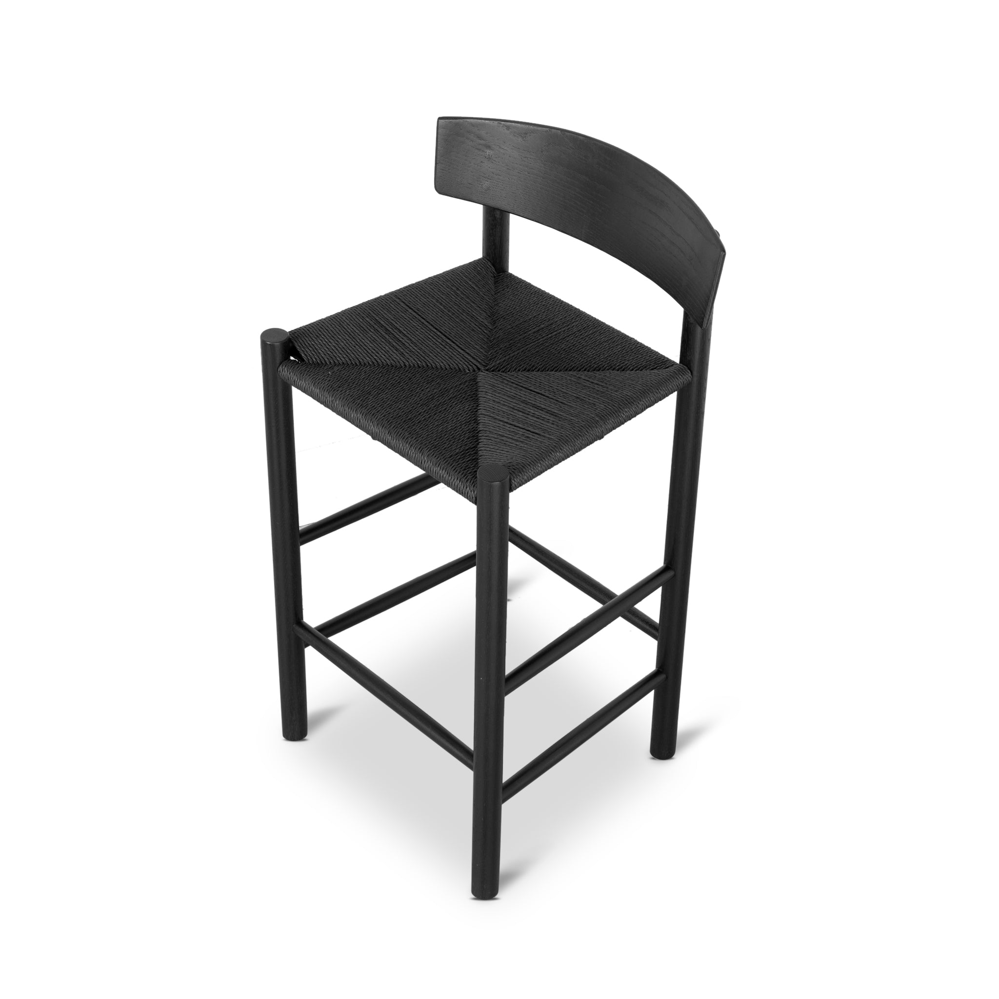 65cm Amalfi Bar Stool - Full Black with Back Rest