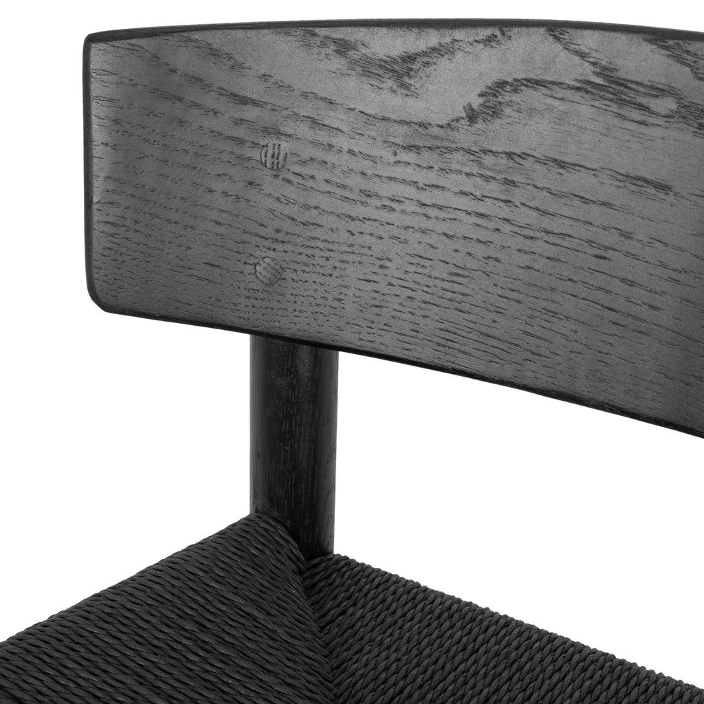 65cm Amalfi Bar Stool - Full Black with Back Rest