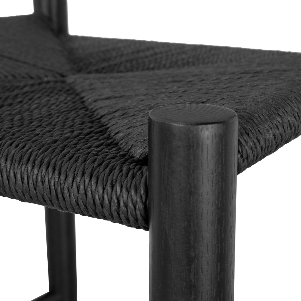 65cm Amalfi Bar Stool - Full Black with Back Rest