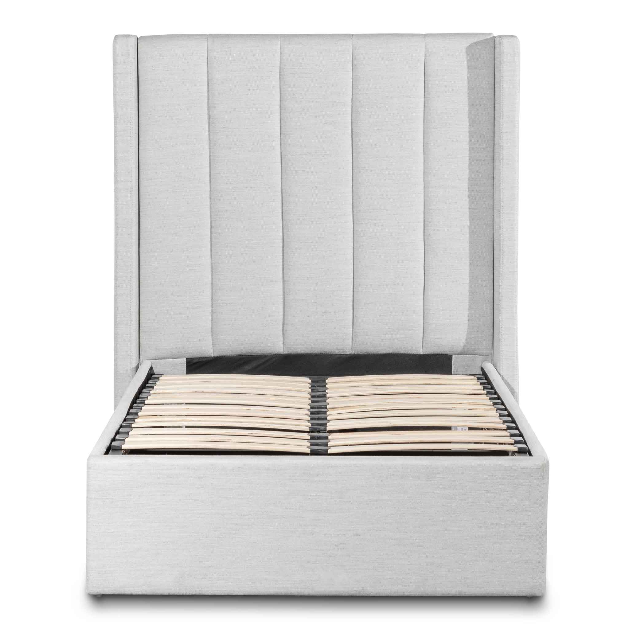Fabric Single Lazio Bed Frame - Pearl Grey with Storage