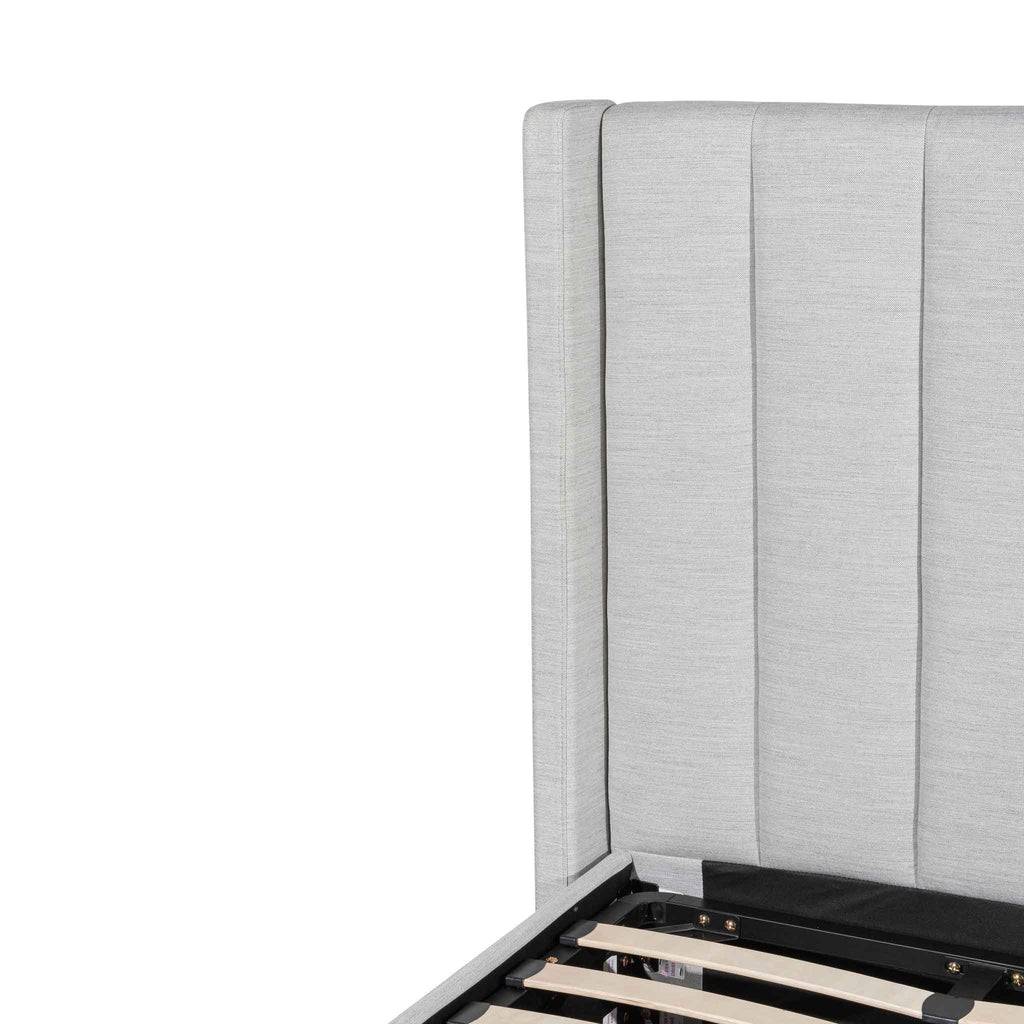 Fabric Single Lazio Bed Frame - Pearl Grey with Storage