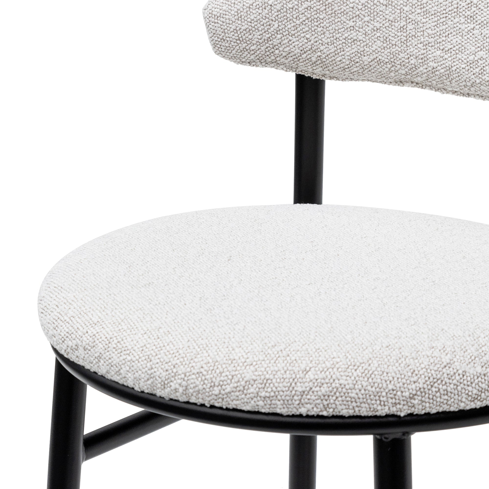 65cm Amalfi Bar Stool - Moon White Boucle and Black Legs (Set of 2)