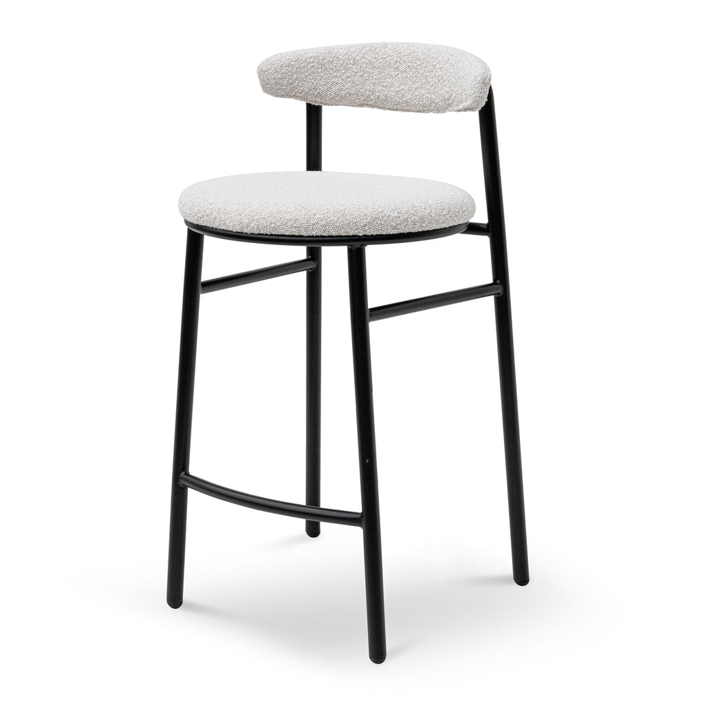 65cm Amalfi Bar Stool - Moon White Boucle and Black Legs (Set of 2)