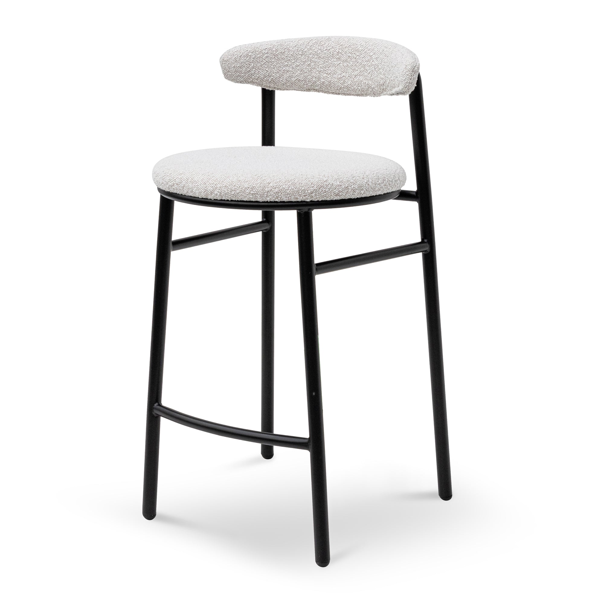 65cm Amalfi Bar Stool - Moon White Boucle and Black Legs (Set of 2)