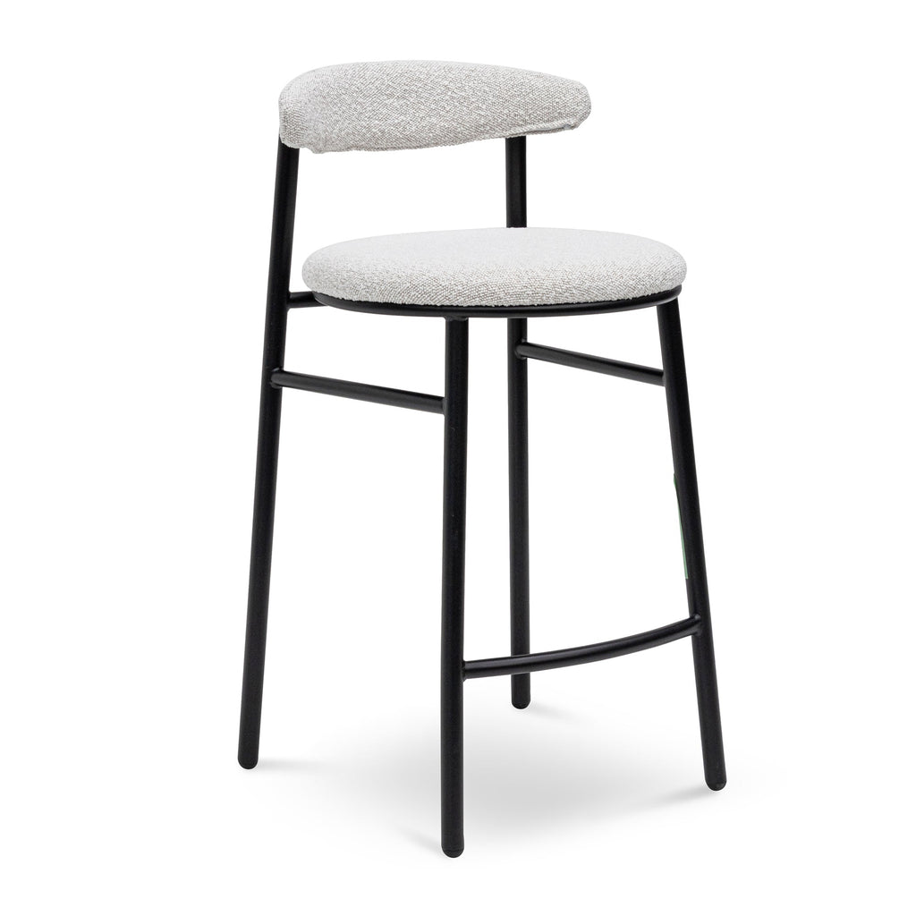 65cm Amalfi Bar Stool - Moon White Boucle and Black Legs (Set of 2)