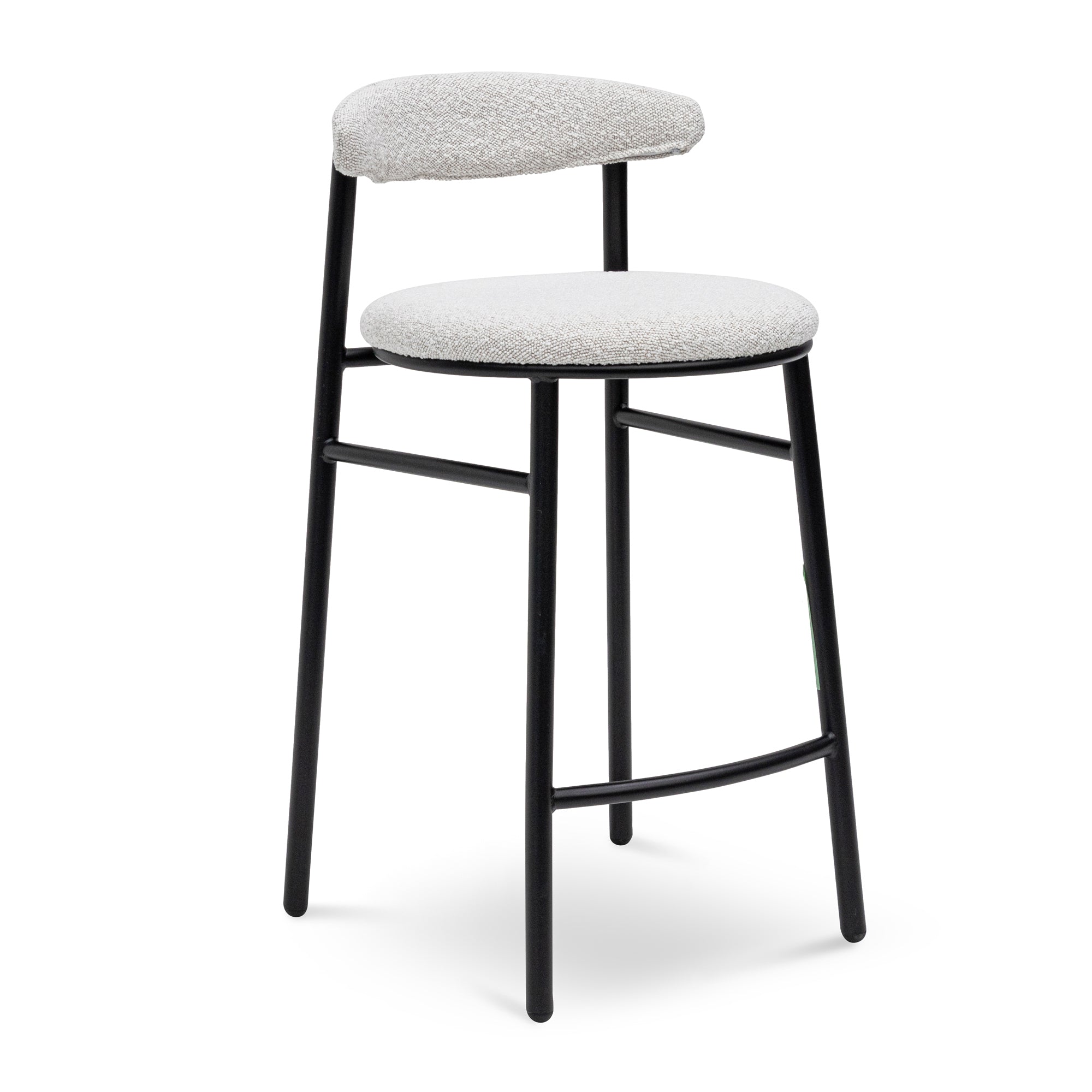 65cm Amalfi Bar Stool - Moon White Boucle and Black Legs (Set of 2)
