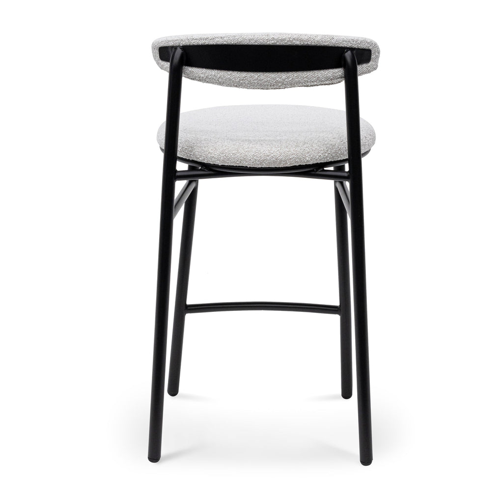 65cm Amalfi Bar Stool - Moon White Boucle and Black Legs (Set of 2)