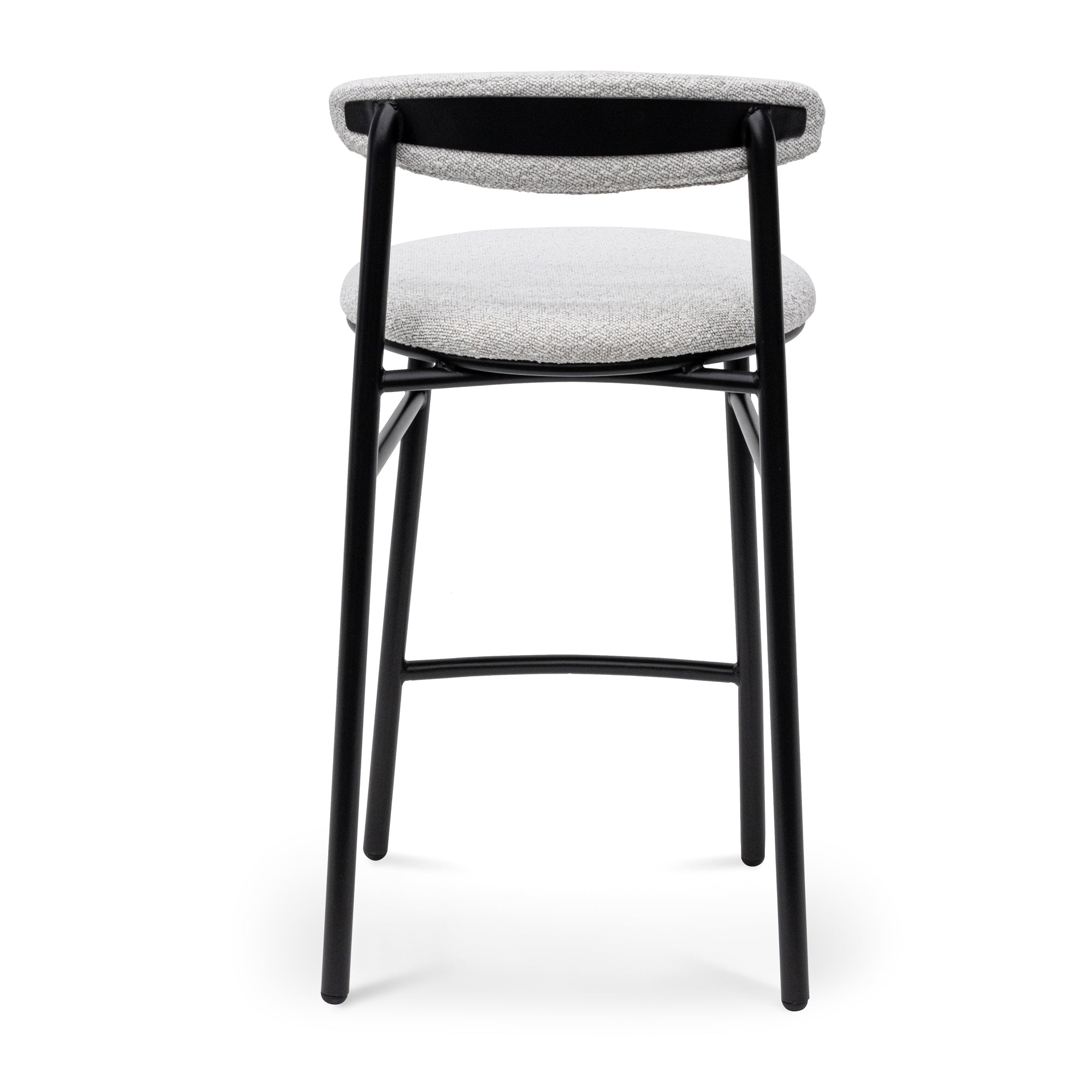 65cm Amalfi Bar Stool - Moon White Boucle and Black Legs (Set of 2)