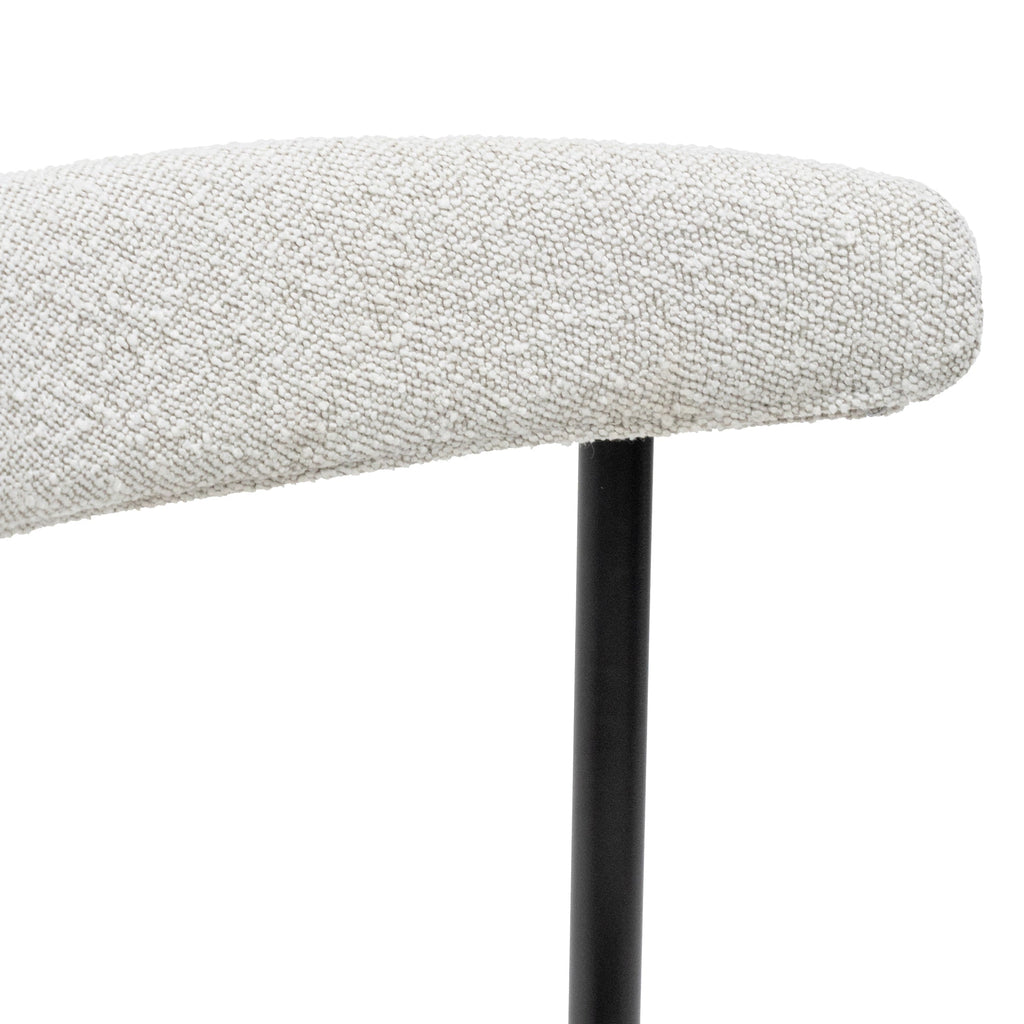 Fabric Verona Dining Chair - Moon White Boucle and Black Legs (Set of 2)