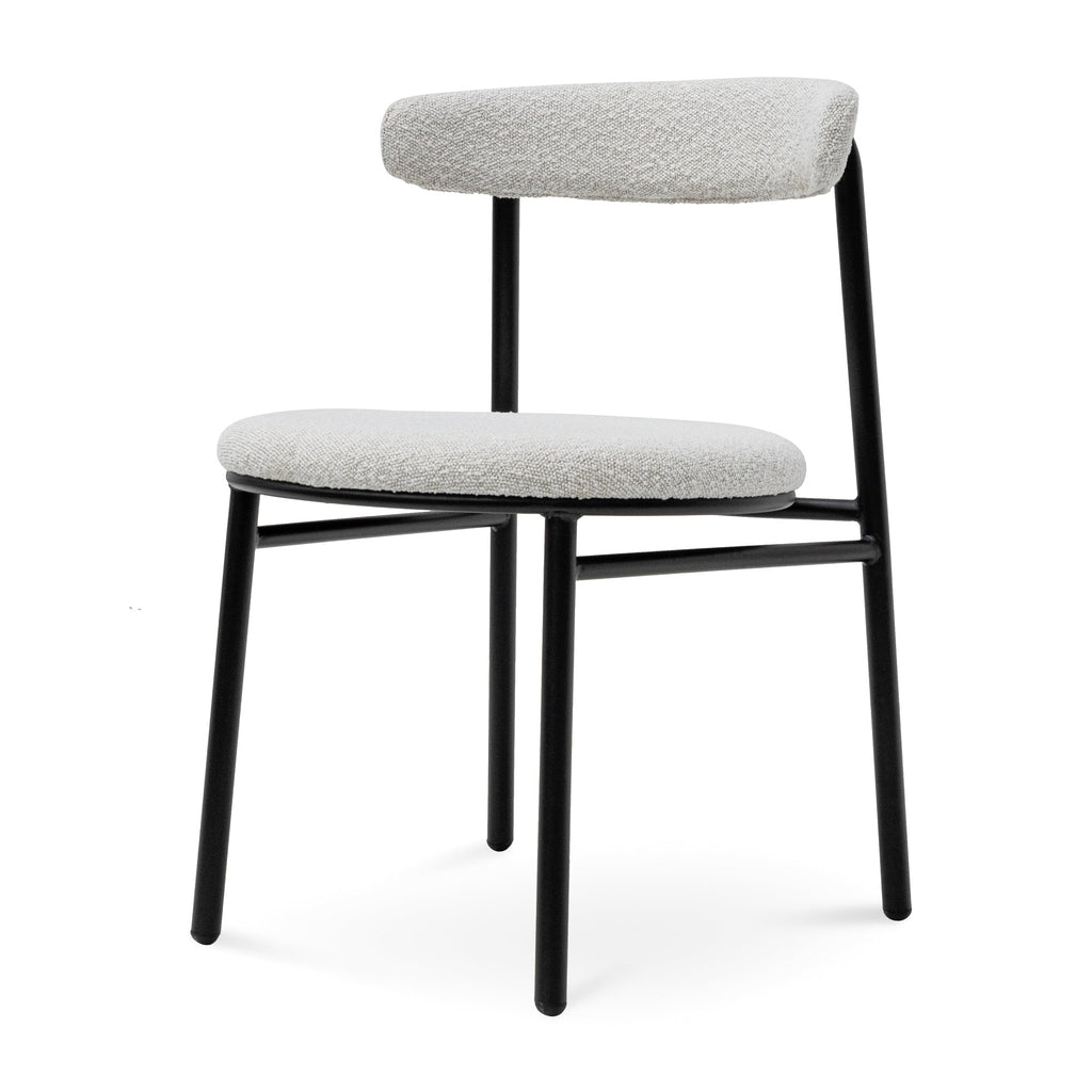 Fabric Verona Dining Chair - Moon White Boucle and Black Legs (Set of 2)