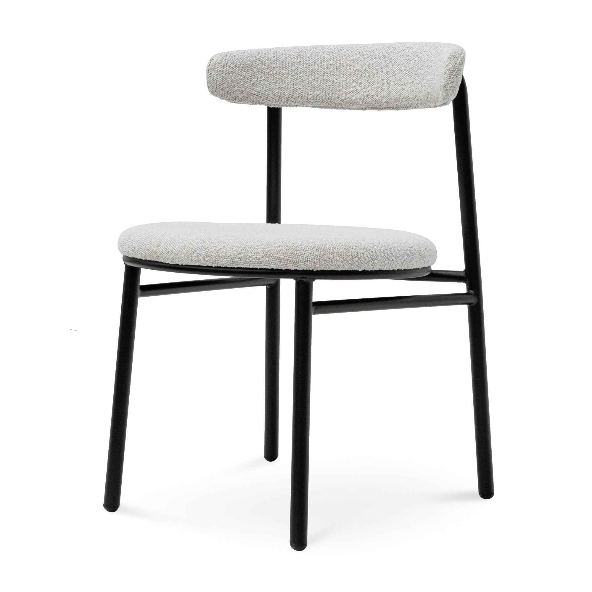 Fabric Verona Dining Chair - Moon White Boucle and Black Legs (Set of 2)