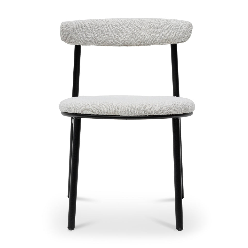 Fabric Verona Dining Chair - Moon White Boucle and Black Legs (Set of 2)