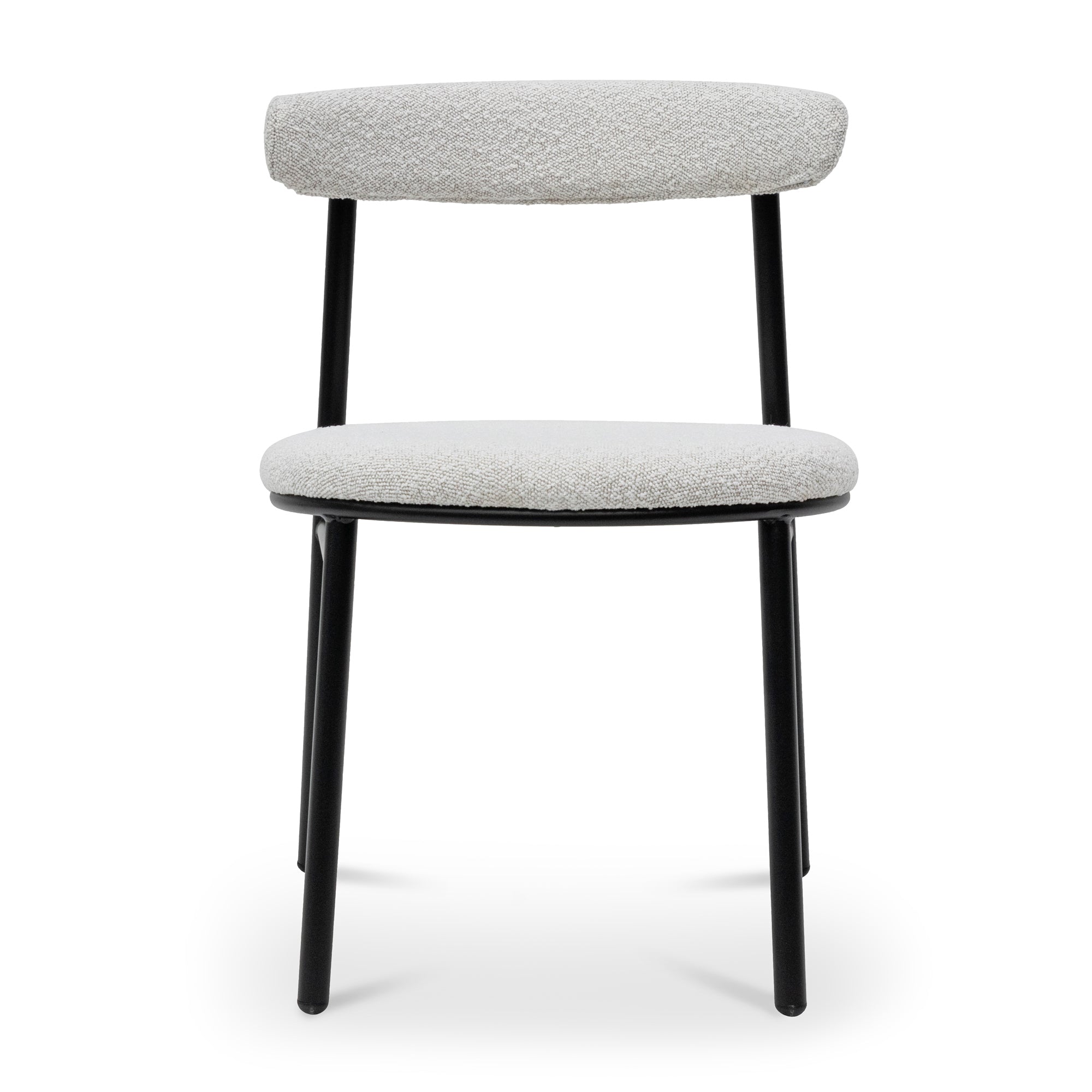 Fabric Verona Dining Chair - Moon White Boucle and Black Legs (Set of 2)