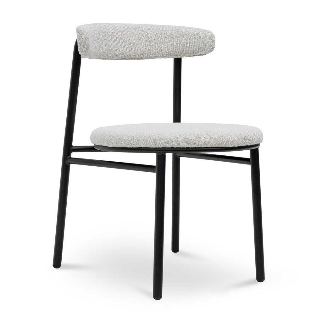 Fabric Verona Dining Chair - Moon White Boucle and Black Legs (Set of 2)