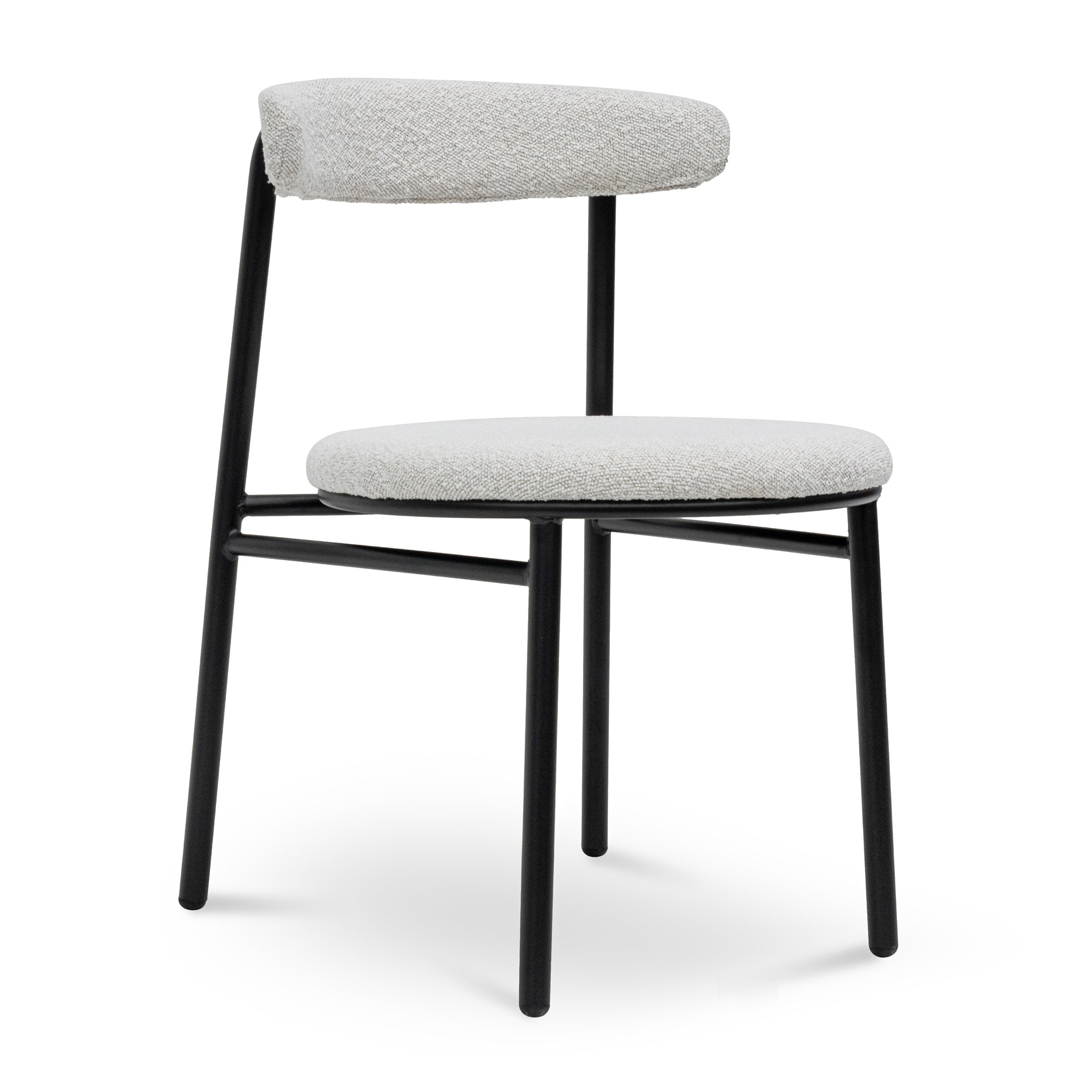Fabric Verona Dining Chair - Moon White Boucle and Black Legs (Set of 2)