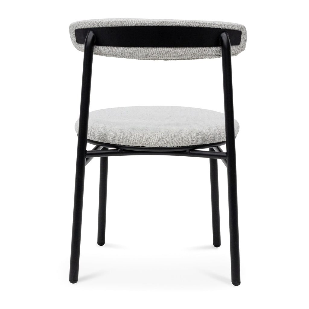 Fabric Verona Dining Chair - Moon White Boucle and Black Legs (Set of 2)