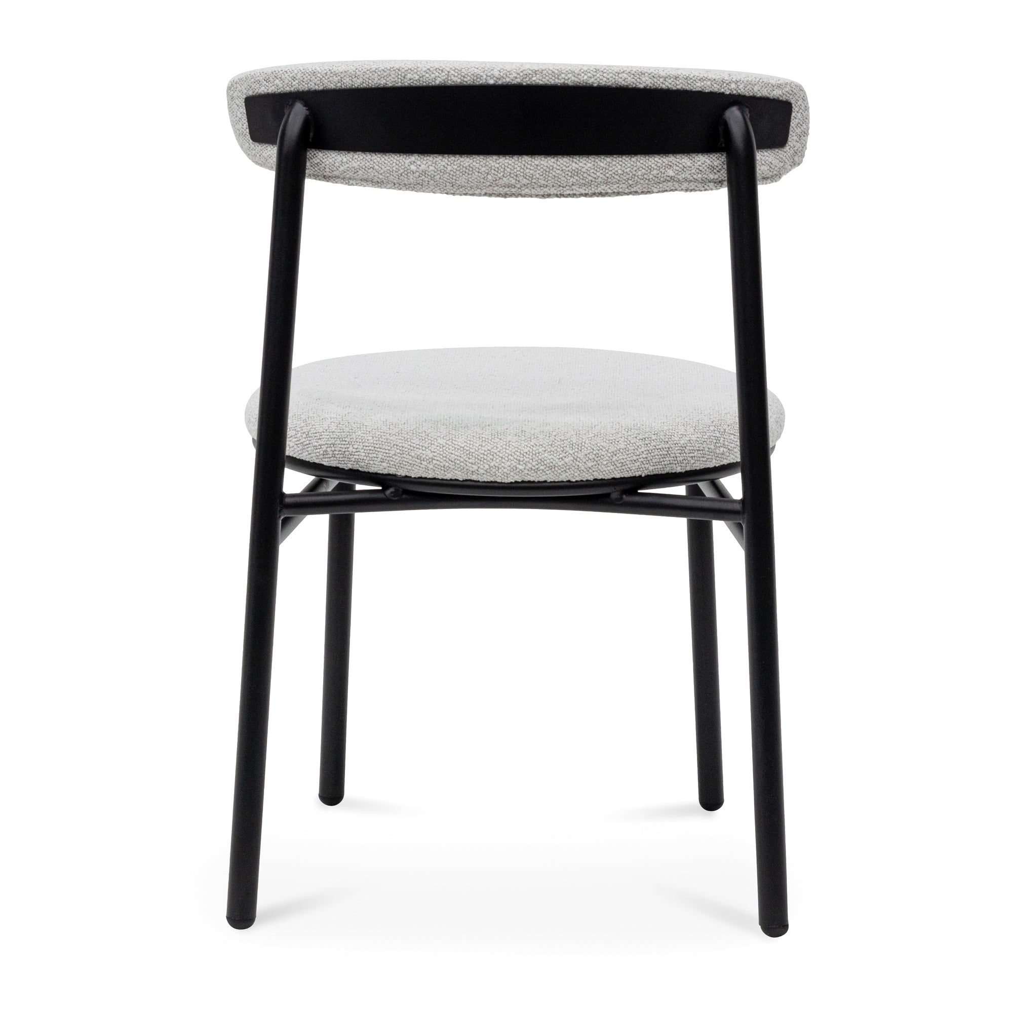 Fabric Verona Dining Chair - Moon White Boucle and Black Legs (Set of 2)
