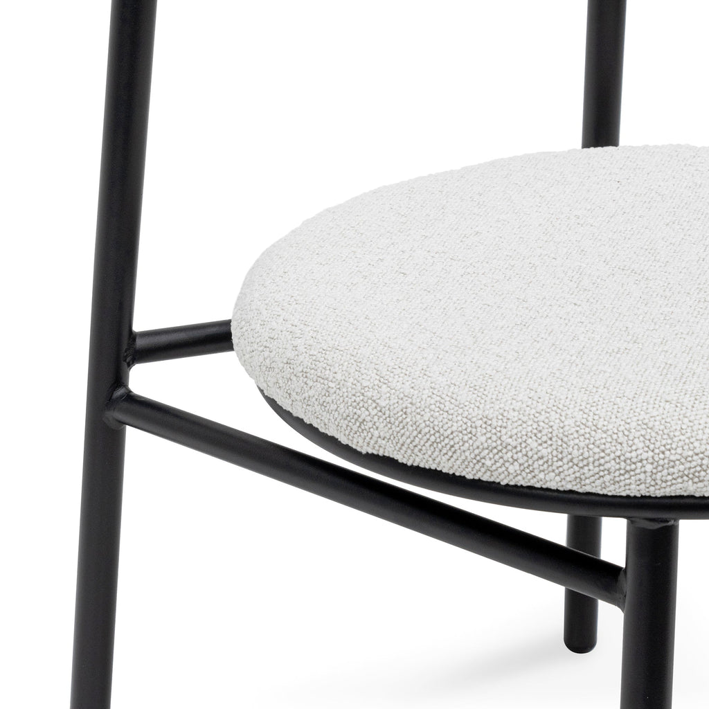 Fabric Verona Dining Chair - Moon White Boucle and Black Legs (Set of 2)
