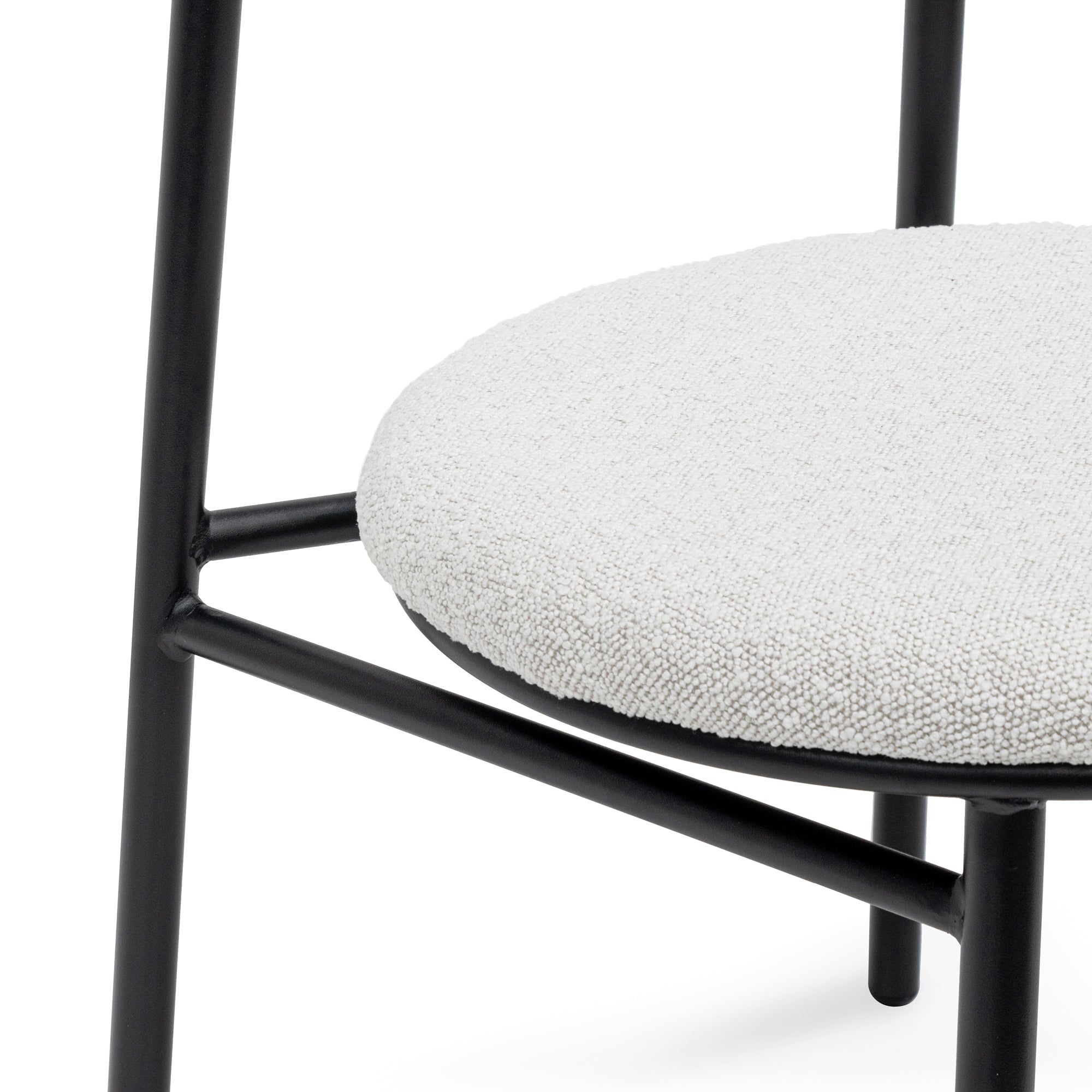 Fabric Verona Dining Chair - Moon White Boucle and Black Legs (Set of 2)