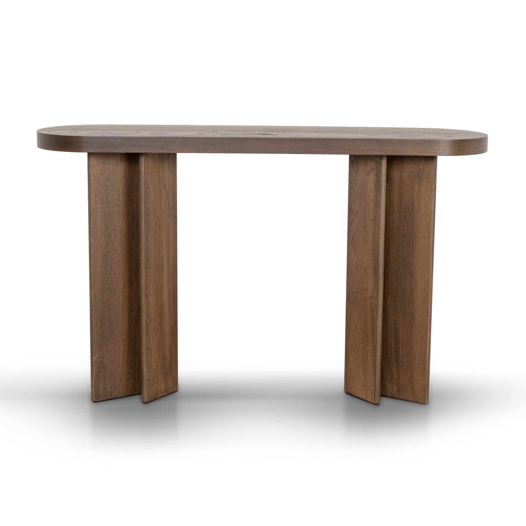 1.3m Pill Shape Ferrara Console Table - Caramel Oak