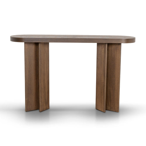 1.3m Pill Shape Ferrara Console Table - Caramel Oak