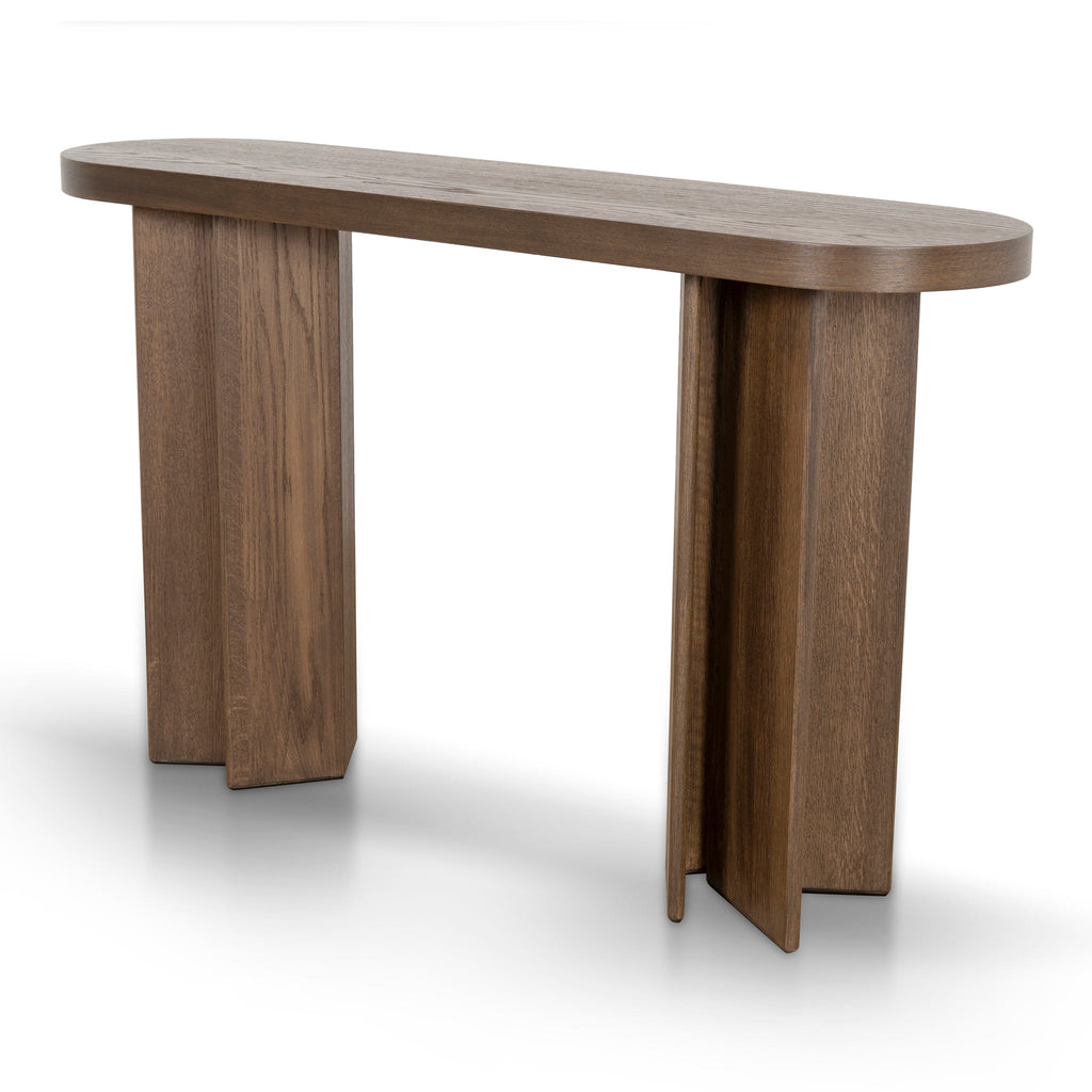 1.3m Pill Shape Ferrara Console Table - Caramel Oak