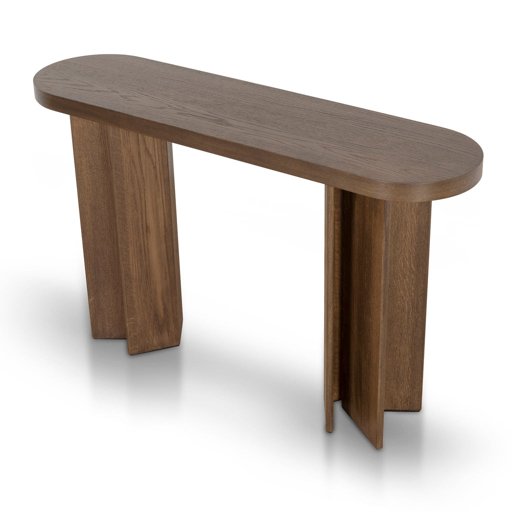 1.3m Pill Shape Ferrara Console Table - Caramel Oak