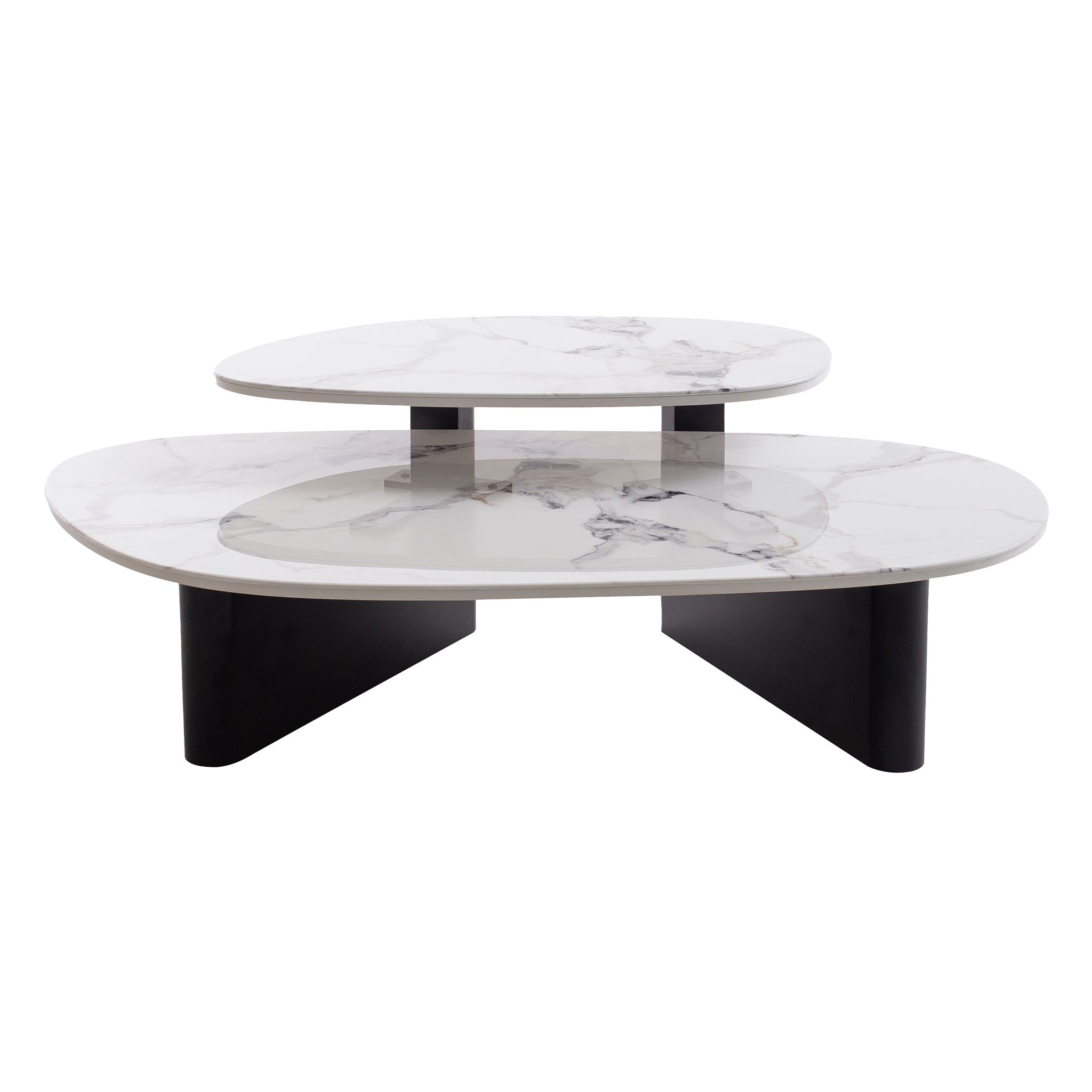 Marble Textured Glass Venezia Coffee Table - Black
