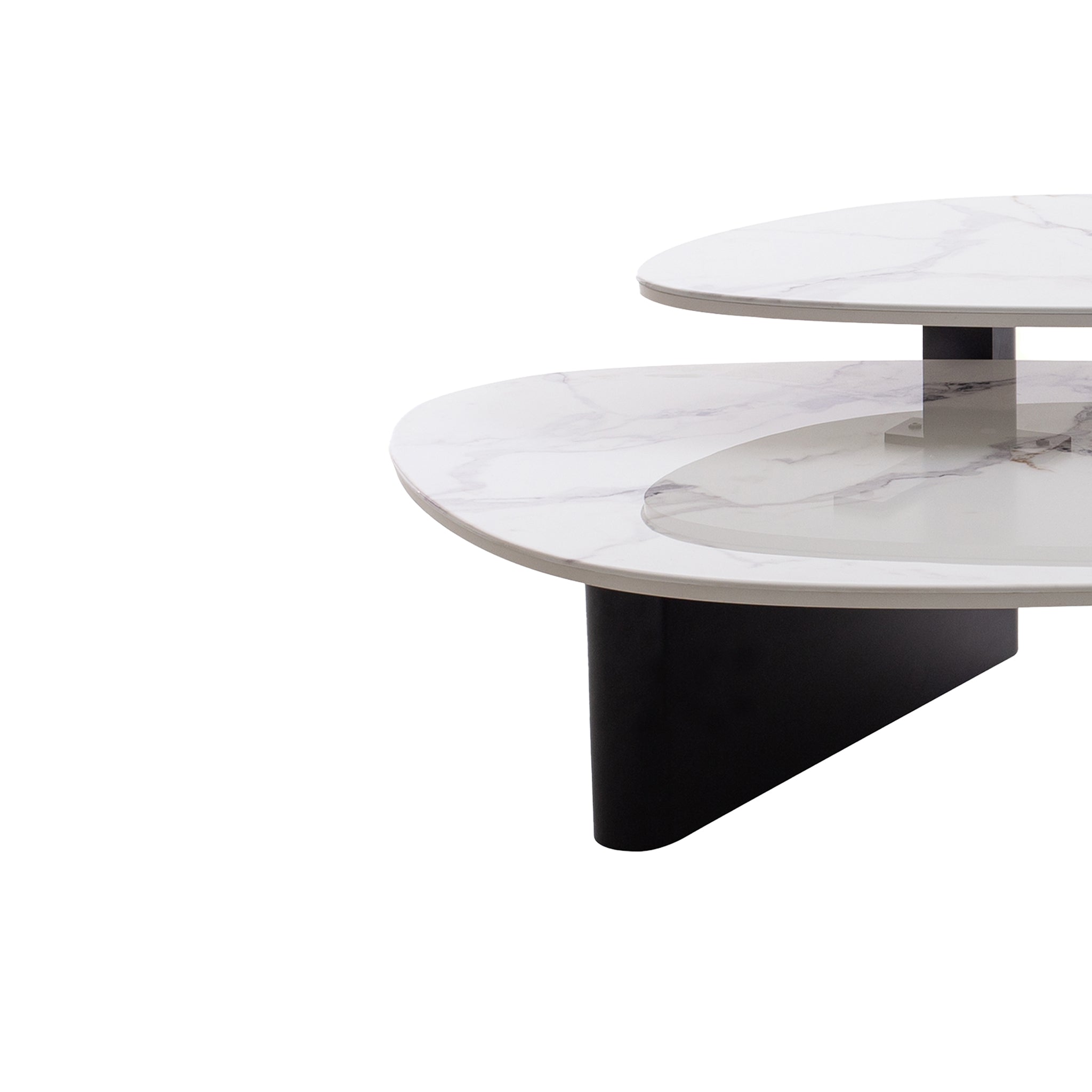 Marble Textured Glass Venezia Coffee Table - Black