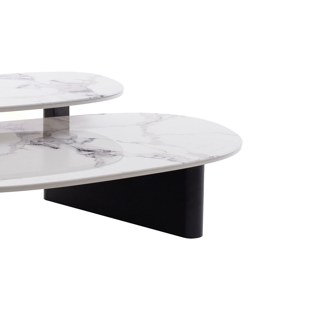 Marble Textured Glass Venezia Coffee Table - Black