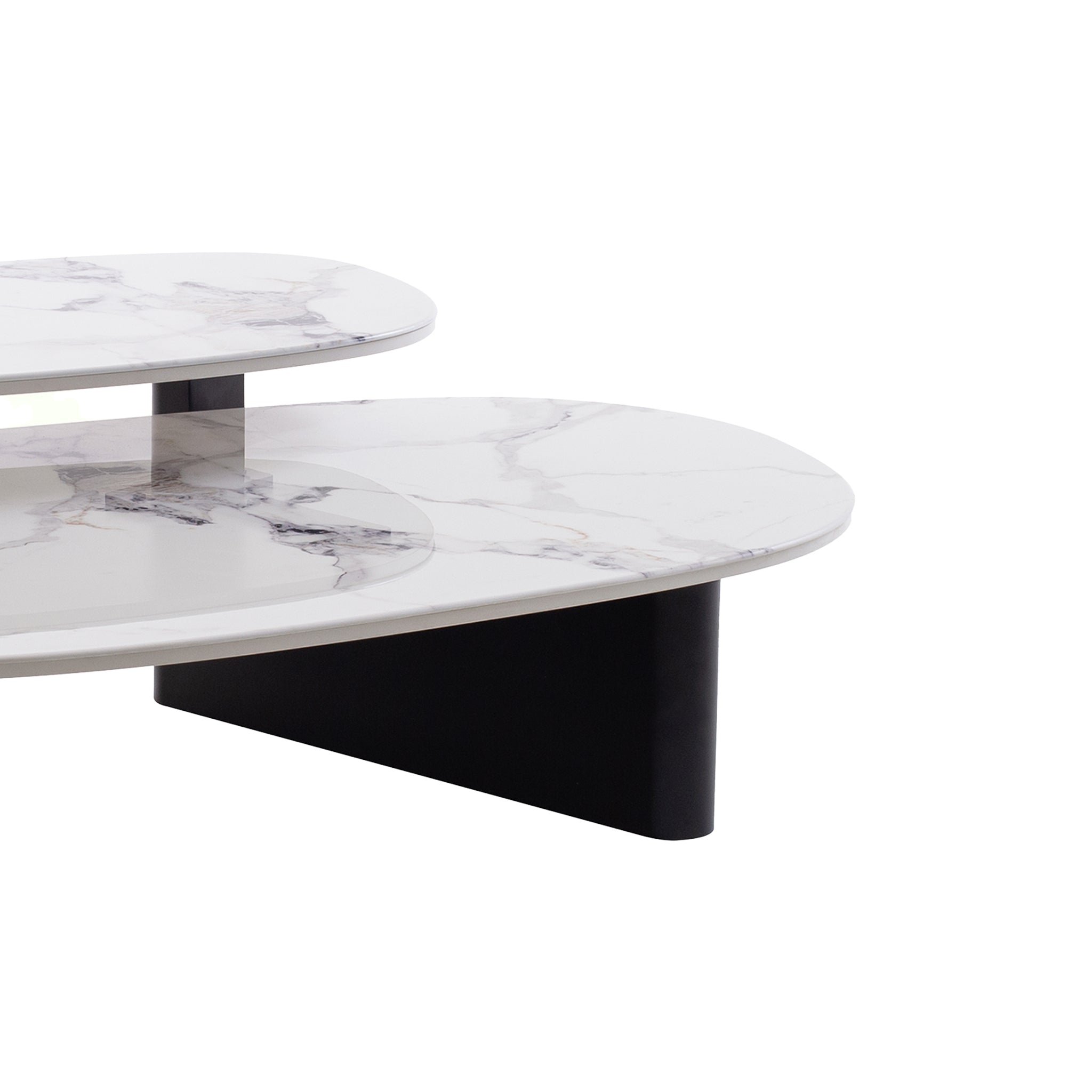 Marble Textured Glass Venezia Coffee Table - Black