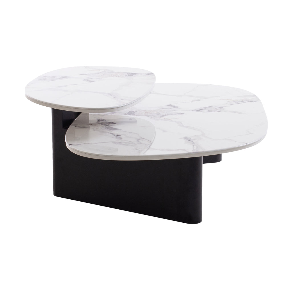 Marble Textured Glass Venezia Coffee Table - Black