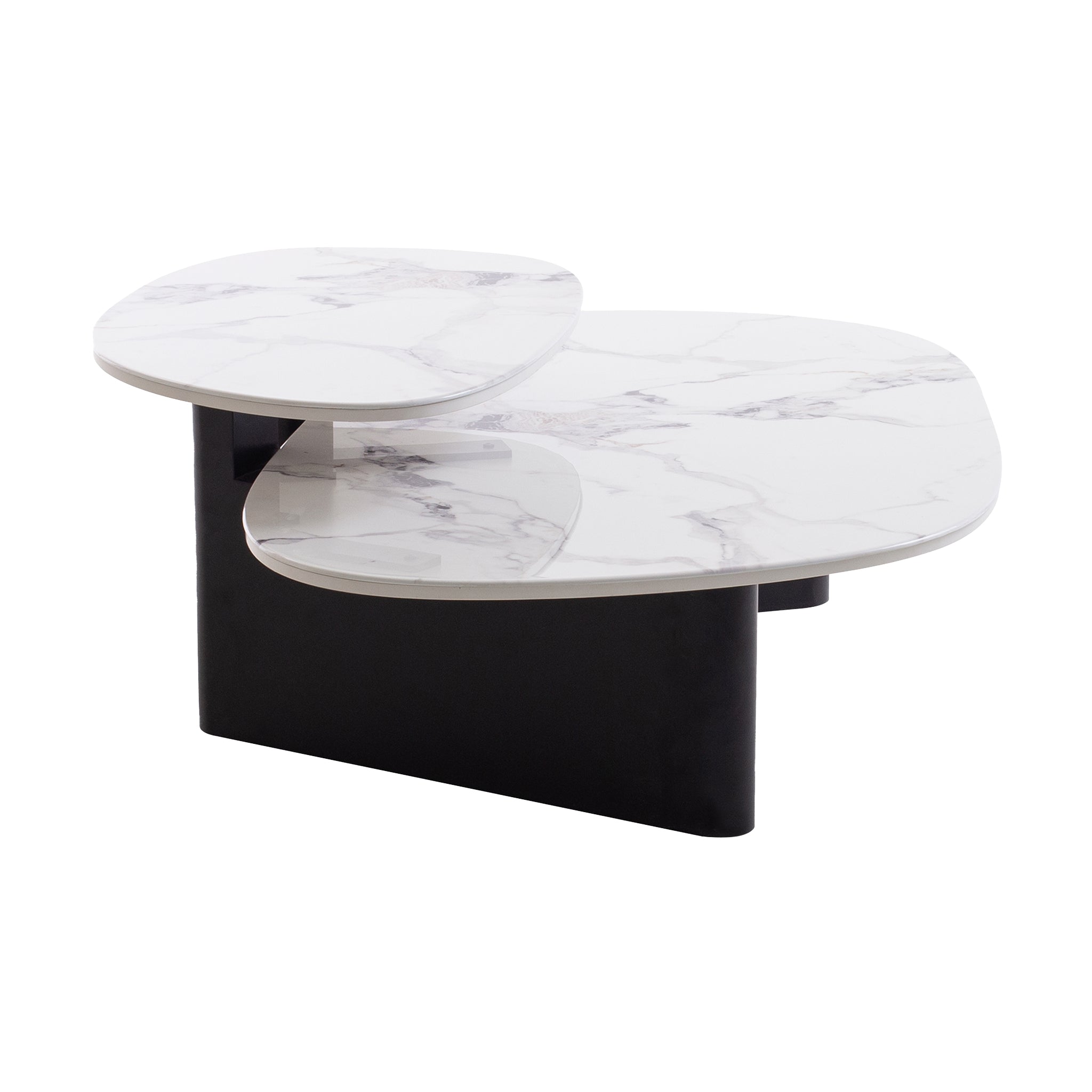 Marble Textured Glass Venezia Coffee Table - Black
