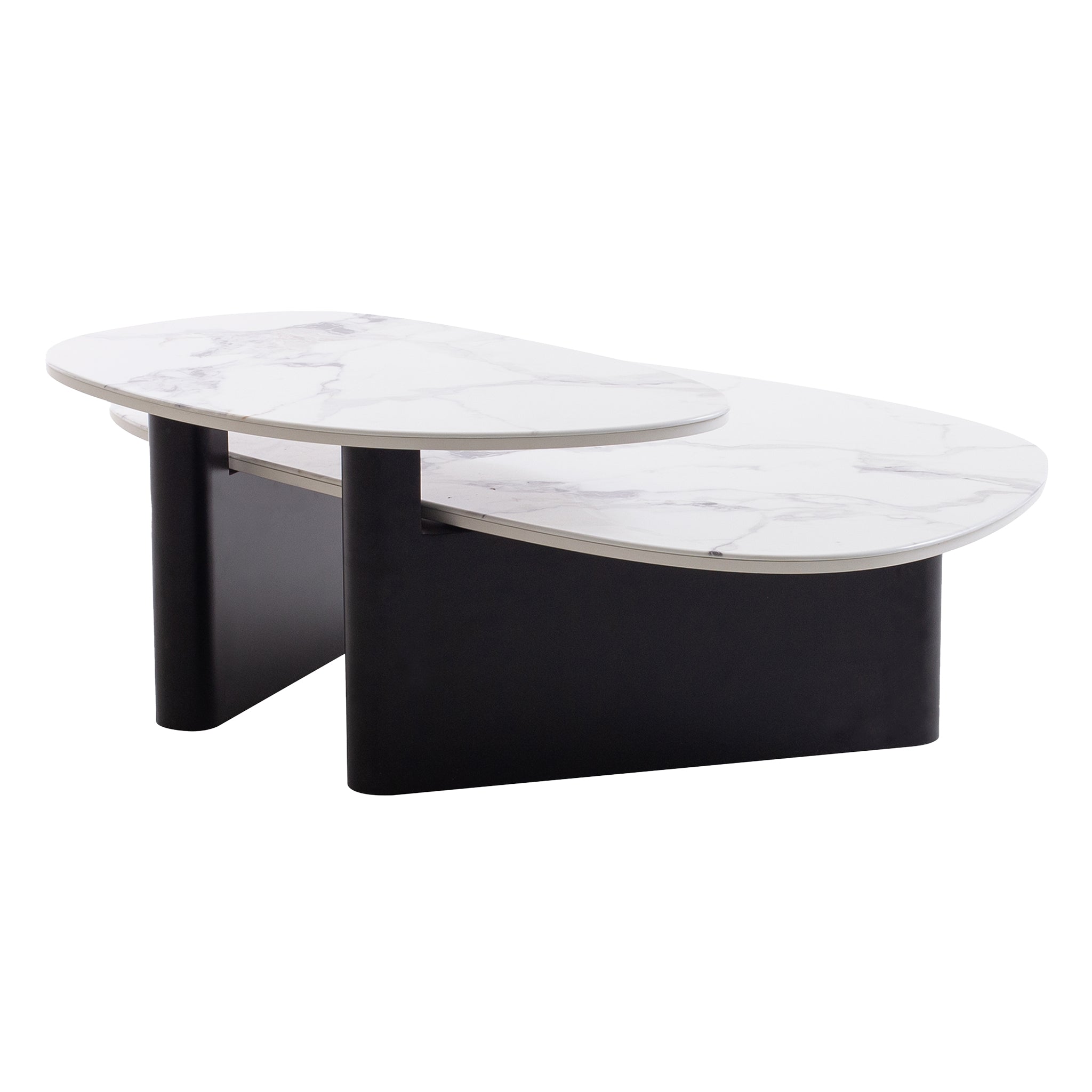 Marble Textured Glass Venezia Coffee Table - Black
