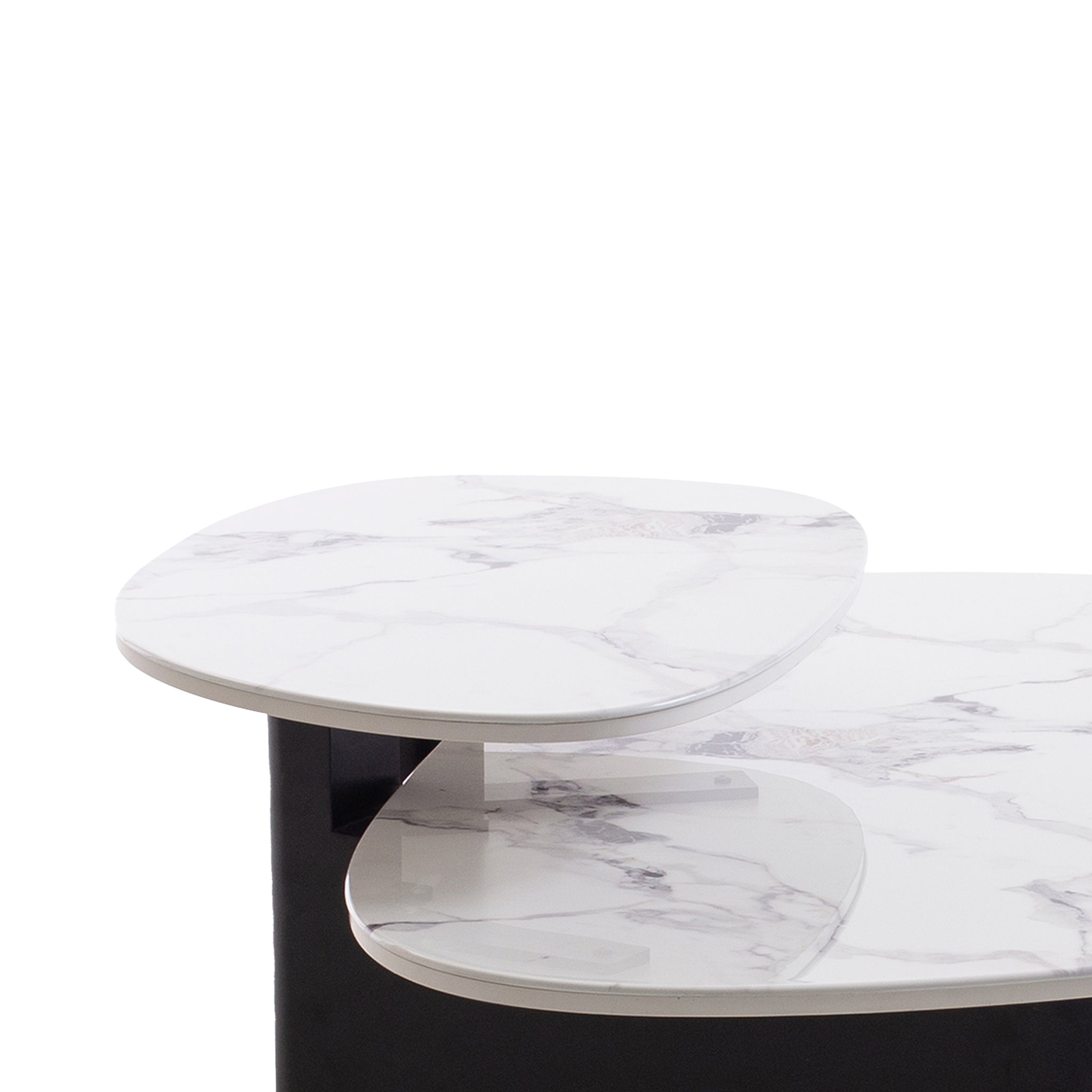 Marble Textured Glass Venezia Coffee Table - Black