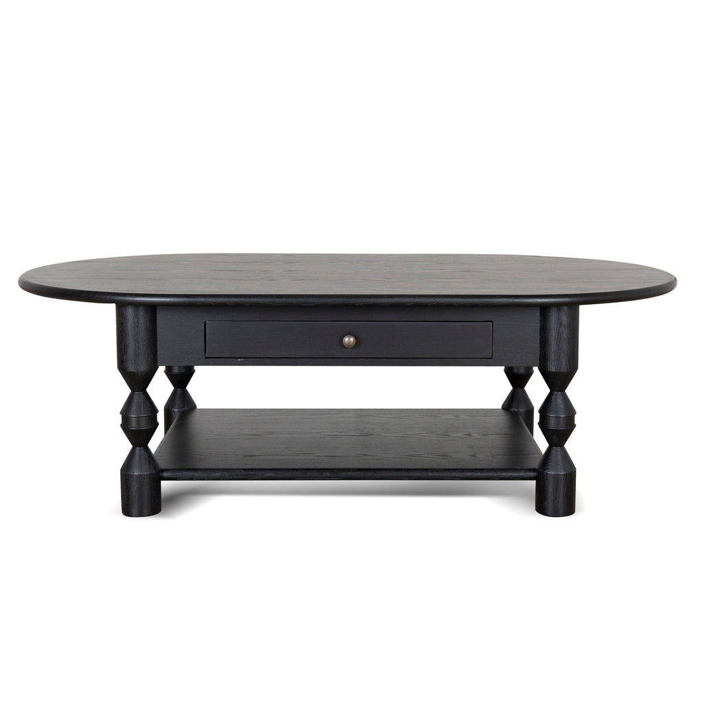 1.4m Oval Venezia Coffee Table - Black