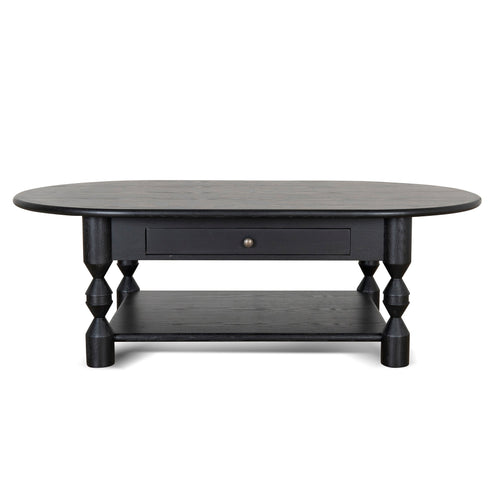 1.4m Oval Venezia Coffee Table - Black