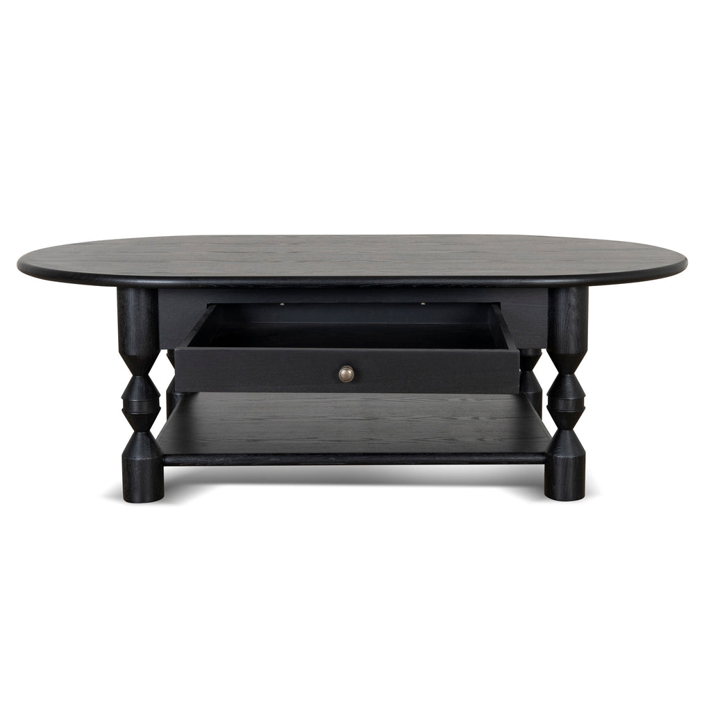 1.4m Oval Venezia Coffee Table - Black