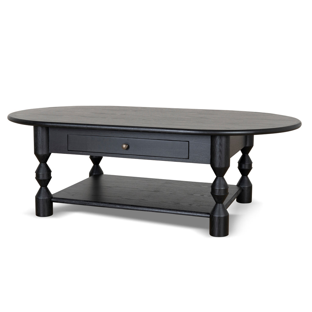 1.4m Oval Venezia Coffee Table - Black