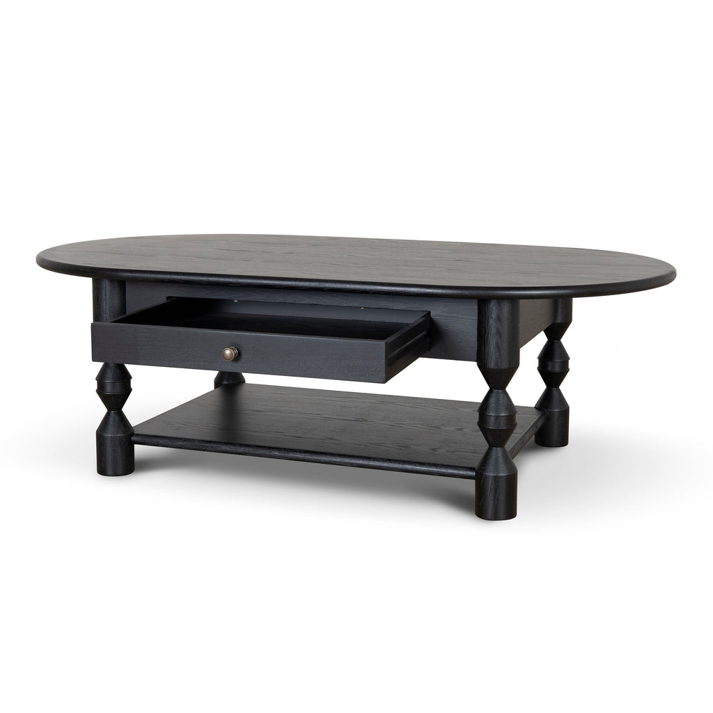 1.4m Oval Venezia Coffee Table - Black